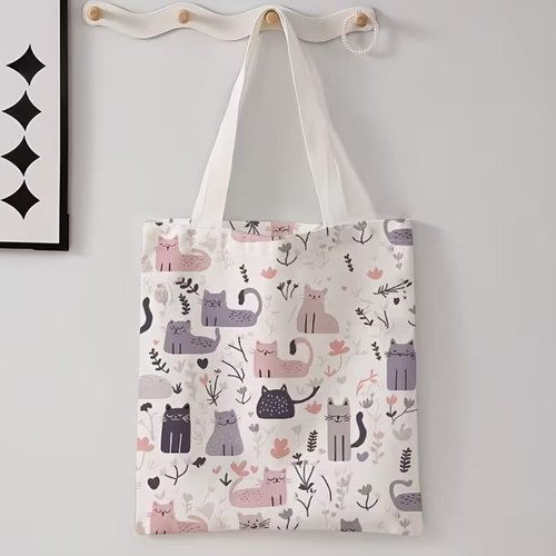 Fabric shoulder bag with cats new