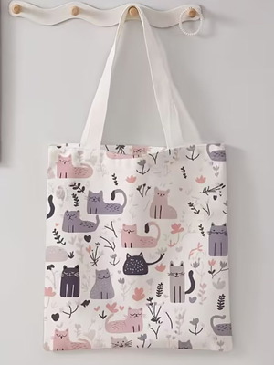 Fabric shoulder bag with cats new