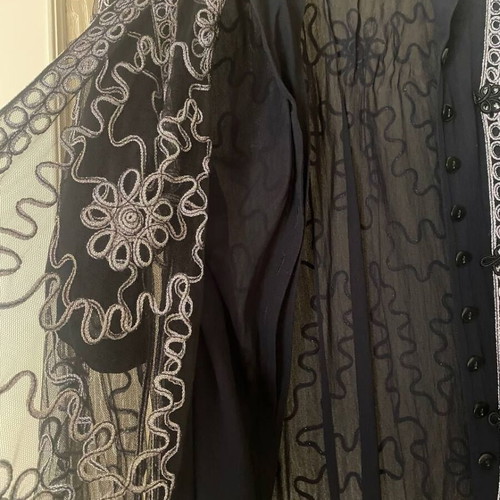 Black transparent kimono cardigan with embroidery XL new