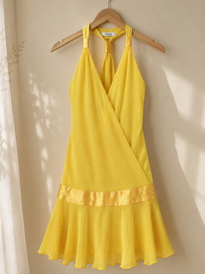 On Line yellow crinkle dress, size M