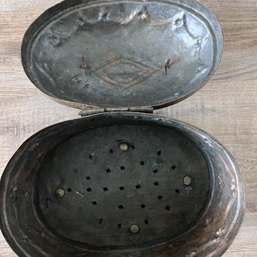 Ottoman soap holder vintage used, copper