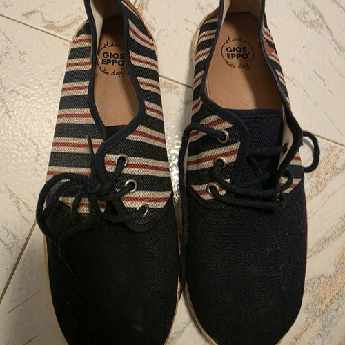 Gios Eppo fabric espadrilles like new, blue striped, size 45