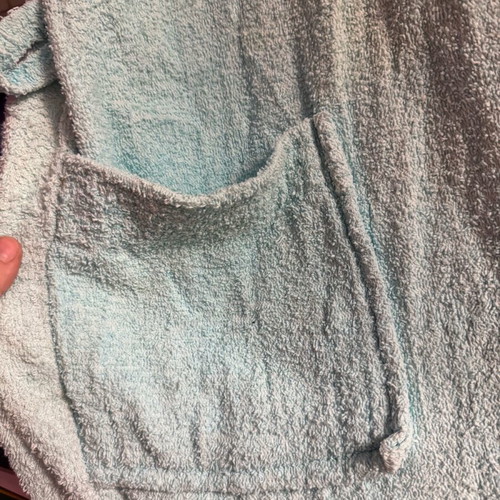 Bathrobes used, pink with hood and blue
