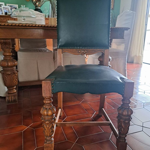 Antique carved chairs set of 6 used, handmade