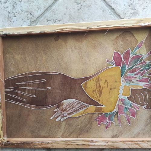 Batik artworks like new, set of two on canvas 30x40 cm