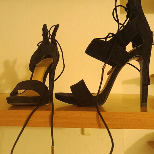 Zara black sandals like new with laces and zipper