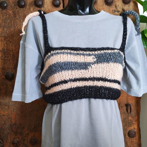 Handmade knit crop top multicolor new, size S