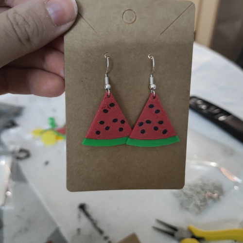 Watermelon design earrings 3D printed made to order