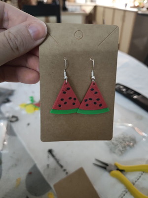 Watermelon design earrings 3D printed made to order