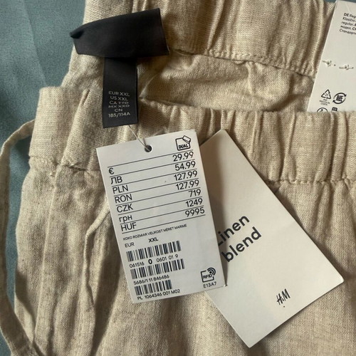 H&M Linen Men's Pants new, beige, size XXL