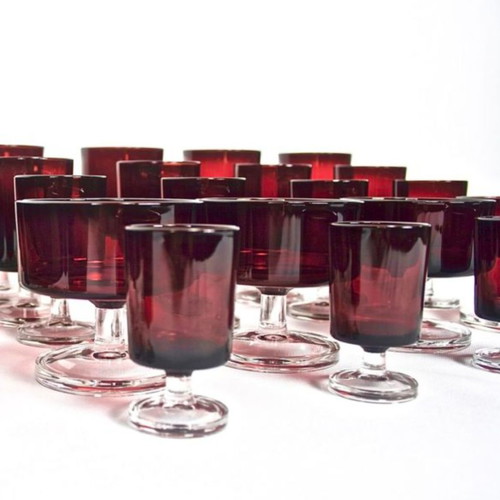 Stemmed glasses set 30 pieces Cavalier Ruby Red, new