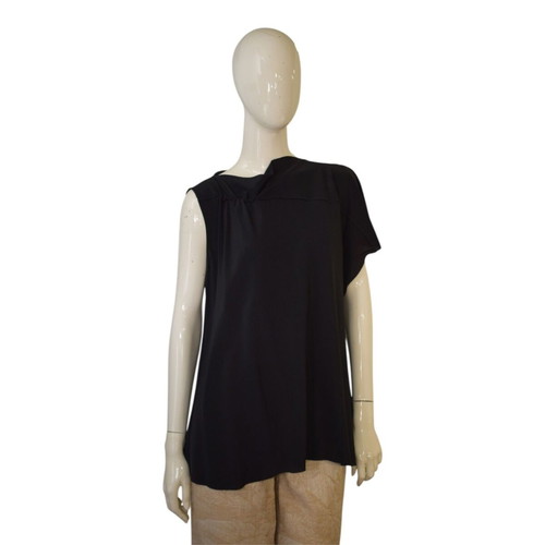 3.1 Phillip Lim Black Asymmetric Draped Sleeveless Blouse US 6 Medium