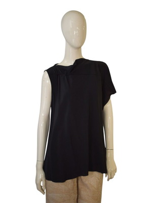 3.1 Phillip Lim Black Asymmetric Draped Sleeveless Blouse US 6 Medium