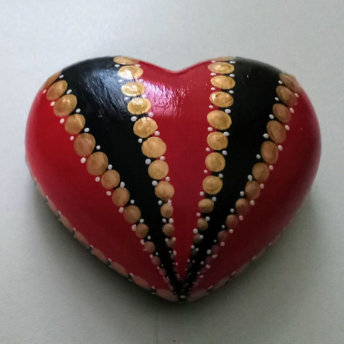 Valentine's decorative heart new, handmade plaster with dot painting