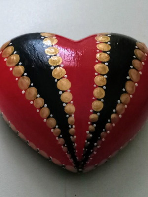 Valentine's decorative heart new, handmade plaster with dot painting