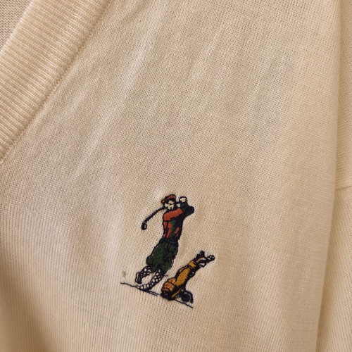 Burberrys Golf V-Neck Sweater used, vintage cream with embroidered logo