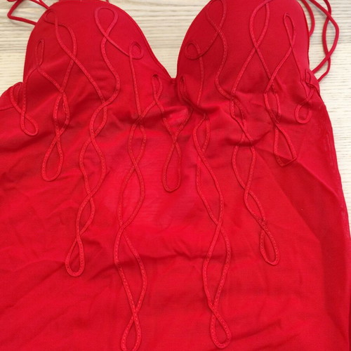 Luna Infinity red mesh bodysuit 75B with push-up