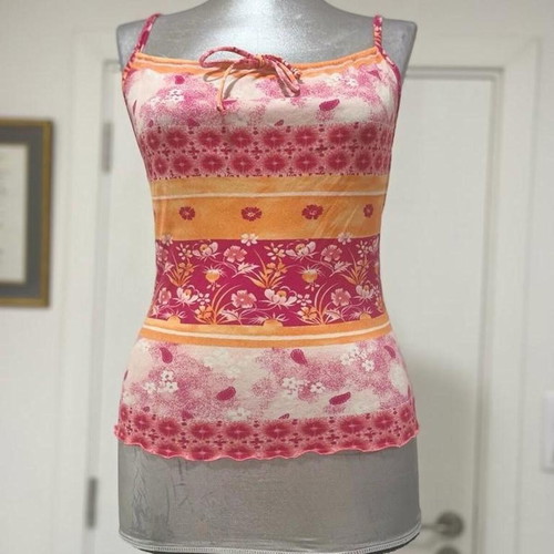 Y2K Esprit cami top with colorful floral pattern, used, size S