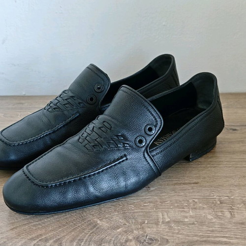 Emporio Armani leather loafers used, size 44.5, black
