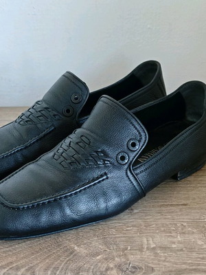 Emporio Armani leather loafers used, size 44.5, black