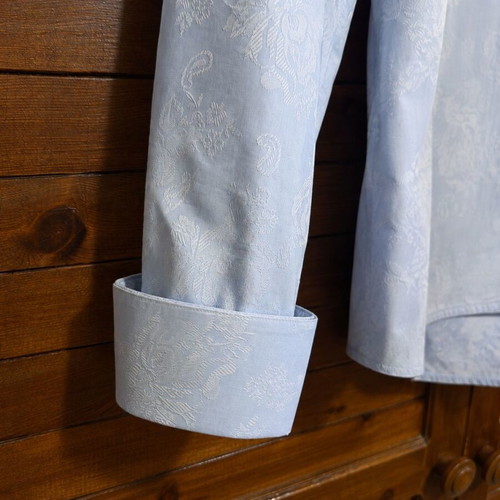 Hilditch & Key women's shirt Made in Britain, blue floral paisley