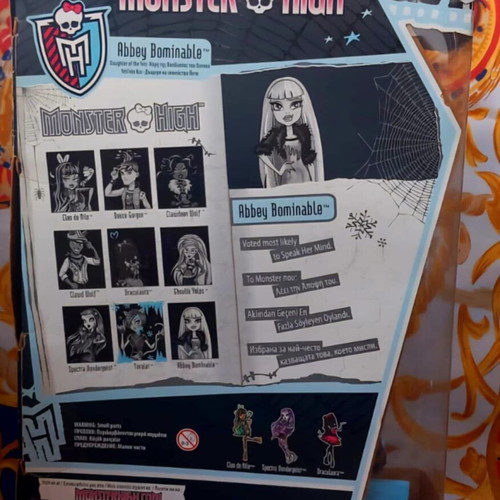 Monster High Abbey Bominable "Picture Day" doll like new, 2012, open box