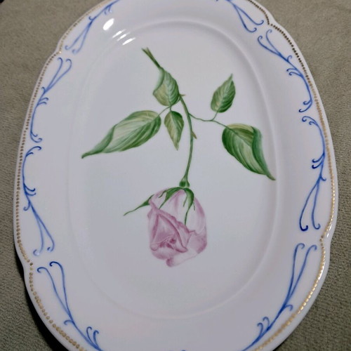Vintage platter from Germany like new with embossed hand-painted blue details