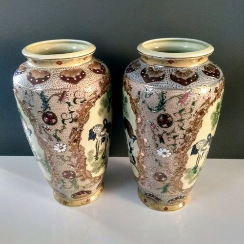 Royal Satsuma vases used, set of 2, height 31cm