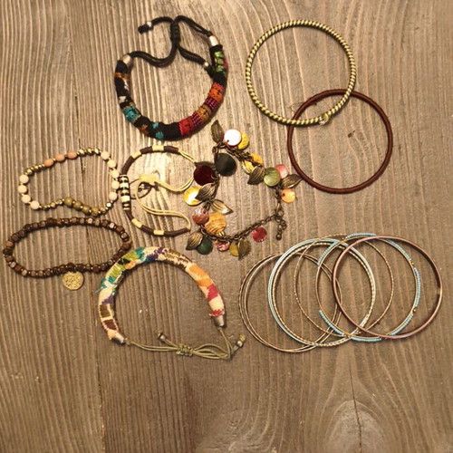 Boho style bracelets used, assorted