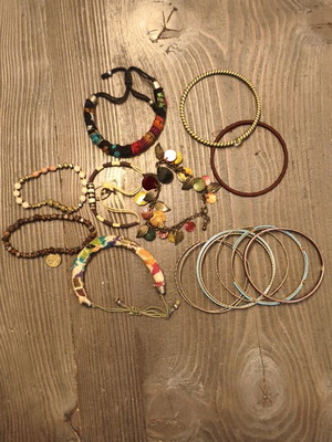 Boho style bracelets used, assorted