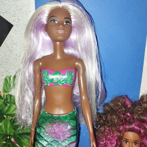 Barbie mermaids used, Colour reveal and Chelsea
