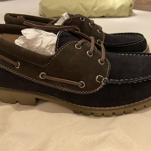 Zara boatshoes moccasins new, suede navy blue and khaki size 43