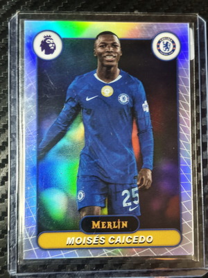 2025-26 Topps Merlin Premier League Moisés Caicedo Silver Refractor Chelsea FC card