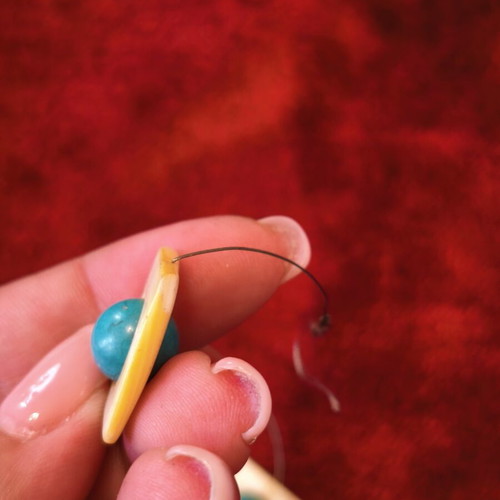 Vintage earrings with mother of pearl and turquoise stone, used