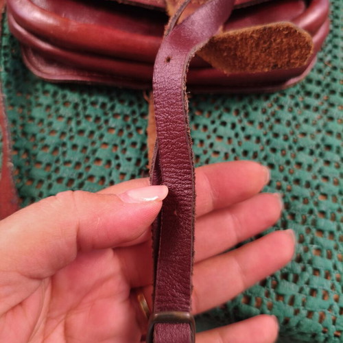 Vintage handmade leather crossbody bag, burgundy brown