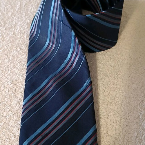 La Pescara men's tie dark blue striped, new