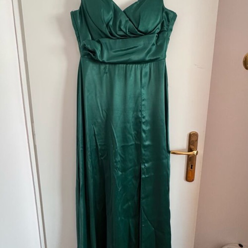 Satin dress emerald No40 used with back ribbons