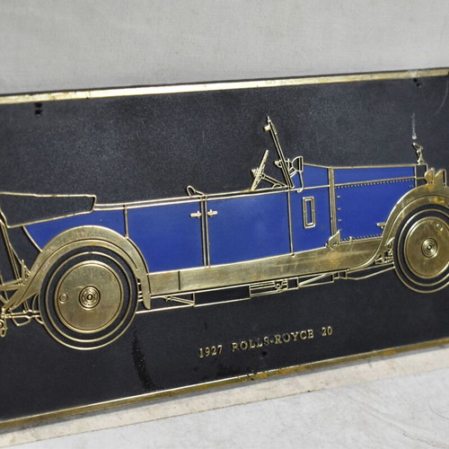 Metal decorative plate Rolls-Royce 20 (1927) used, vintage collectible