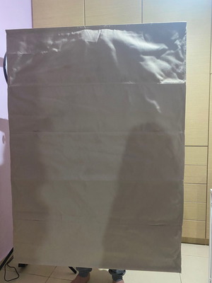 Double gray-white blackout roller curtain used