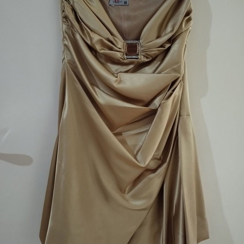 Gold dress like new, size M, satin fabric