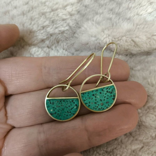 Silver 925 gold-plated earrings with terrazzo like new