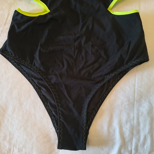 Zara swimsuit small-medium 38 like new, black with fluorescent details