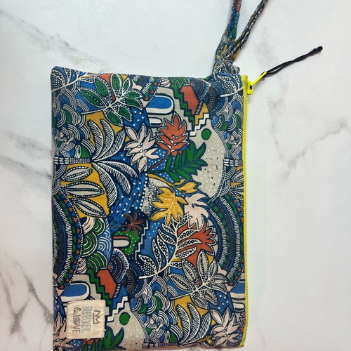 Bleecker & Love toiletry bag used, blue and orange, 25x18 cm
