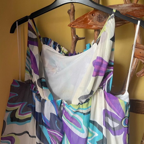 Cocktail dress like new, spring, colorful with floral pattern