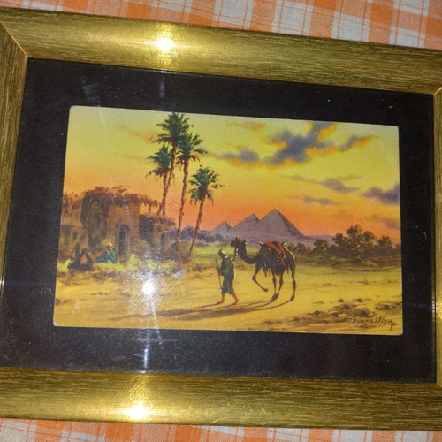 Card from 1958 with pyramids theme in IKEA frame