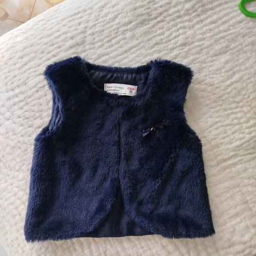 New College sleeveless fur vest blue navy for 2-2.5 years like new