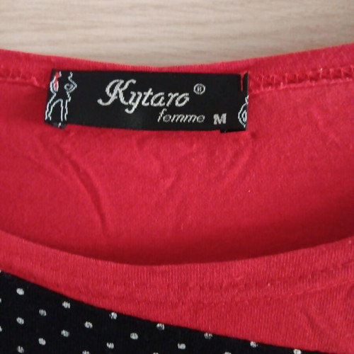 Women's short-sleeve blouse used, size L, red and black