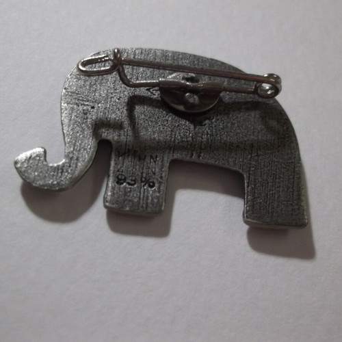 Kuhn Zinn Enamel Elephant Pewter Pin like new, Art Nouveau