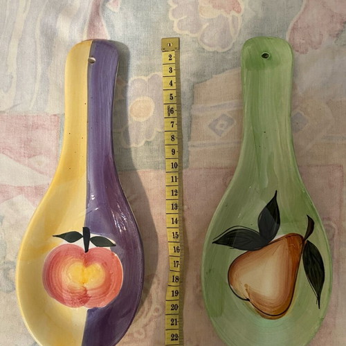 Ceramic kitchen decorative spoons set of 2 new