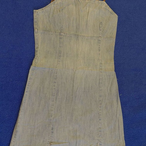 Mini denim dress like new with straps and small front slits